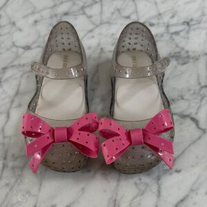 Mini Melissa Kids' Pink Sparkly Bow Shoes Sz 10